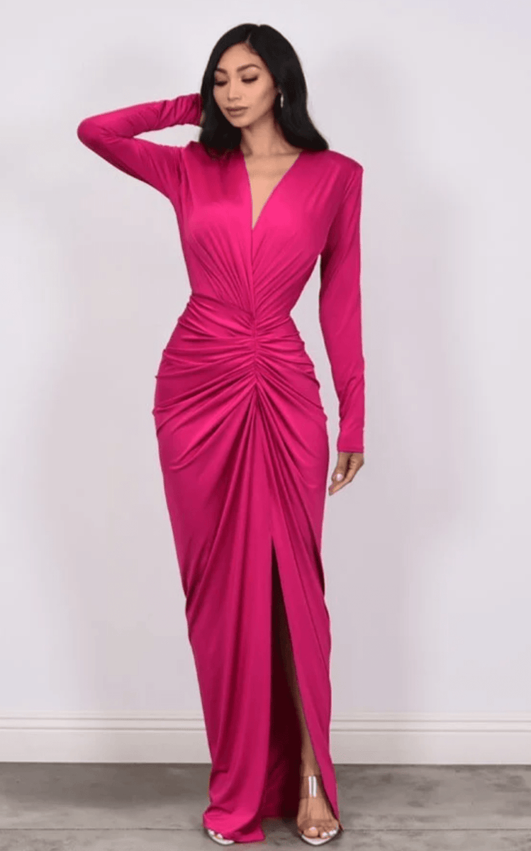 aloise ruched long sleeve maxi dress Aleyna Long Sleeve Ruched Maxi Dress | Sky/Black | Dresses