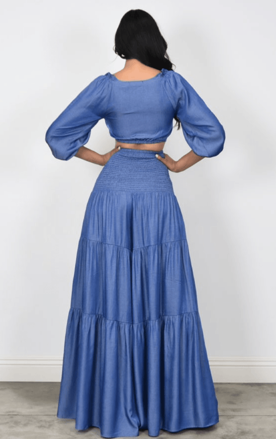 Chambray Wide Leg Pant Set