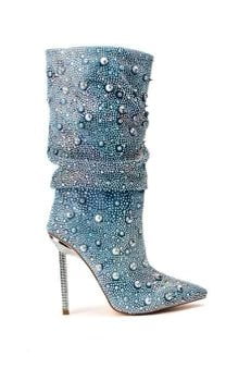 Denim Rhinestone Bootie