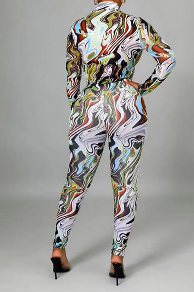 Multi Color Long Sleeve Body Suit and Pants Set