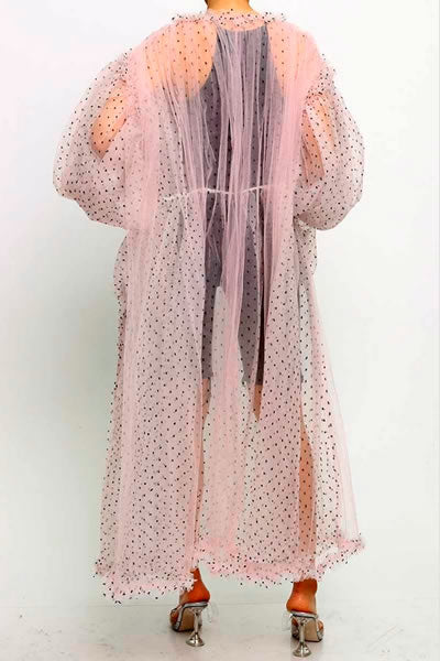 Pink Polka Dot Long Sleeve Mesh Jacket (PRE ORDER)