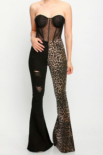 Half Leopard Print Pants