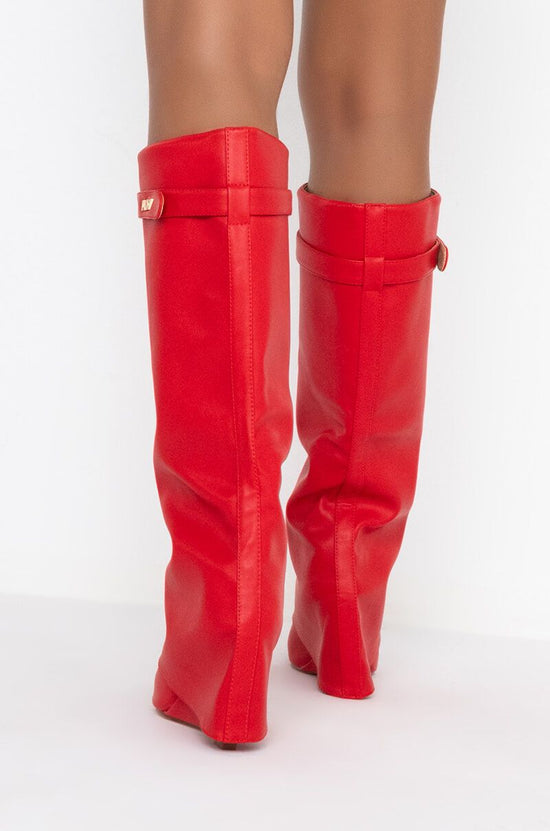 AZALEA WANG STUCK ON YOU WEDGE BOOT IN RED