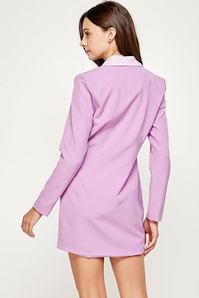 Lilac and Lavender Color Block Blazer Tuxedo Dress