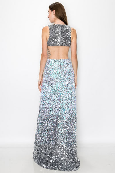 Grey Multi SEQUIN SLEEVELESS MAXI DRESS