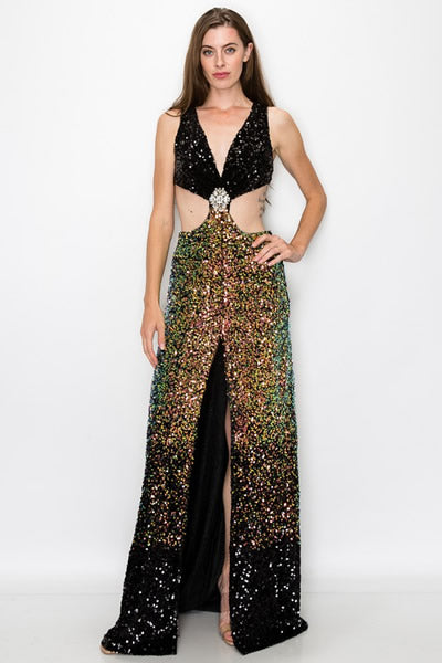 Black Multi SEQUIN SLEEVELESS MAXI DRESS