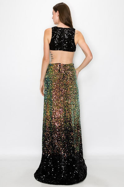 Black Multi SEQUIN SLEEVELESS MAXI DRESS