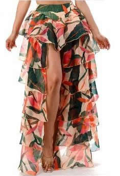 Multicolor Floral Print Flared Wrap Maxi Dress