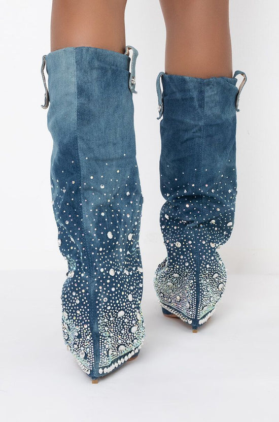 AZALEA WANG SWEET LIKE SUGAR STILETTO BOOT IN DENIM