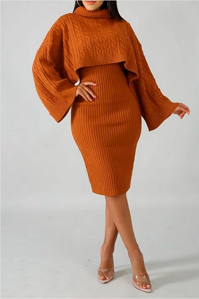 Rust 2 Piece Knit Dress and Top Set