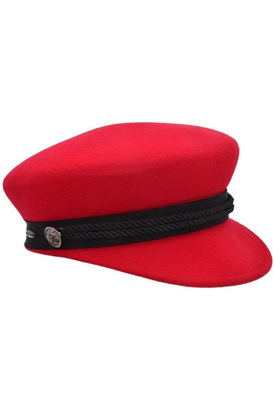 Red Wool Felt Rider Cap