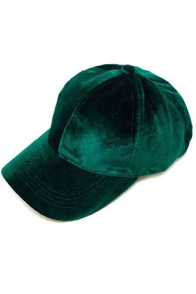 Hunter Green Velvet Dad Cap