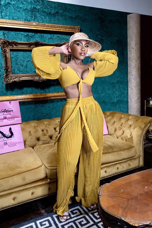 Mustard Wide Leg 2 Piece Set