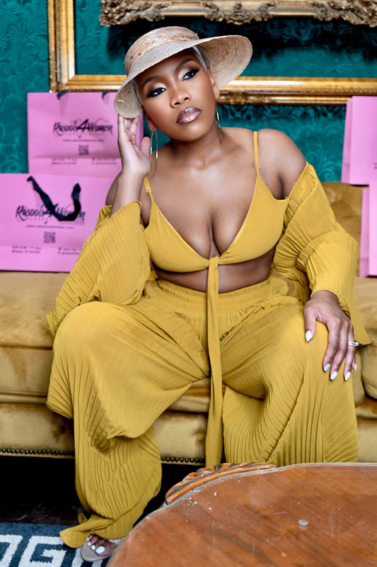 Mustard Wide Leg 2 Piece Set