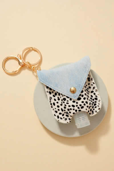 Chalk White Animal Print Calf Hair Mini Sanitizer Holder