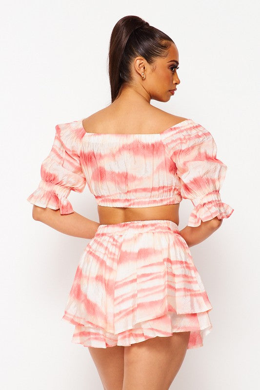 Blush Combo Tie Dye Off Shoulder Set