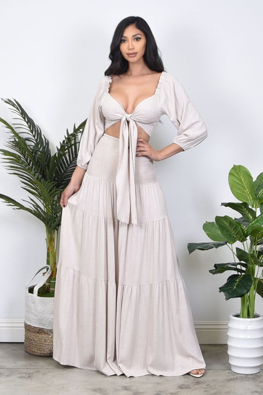 Taupe Wide Leg 2 Piece Set