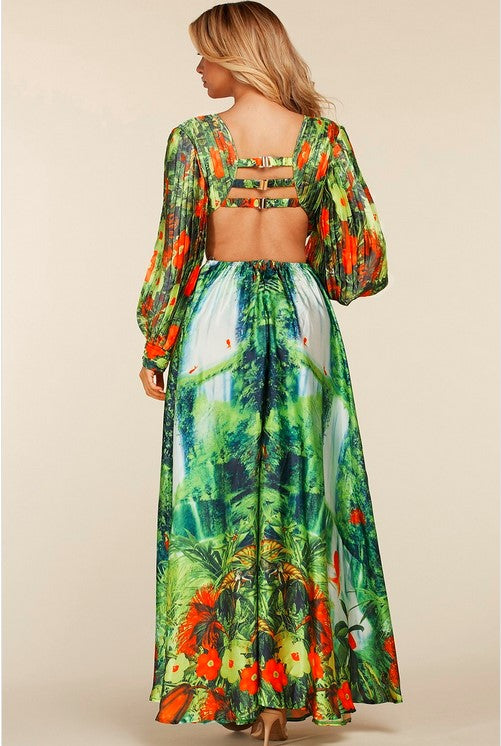 Water Falls Tropical Rainforest Maxi Dress