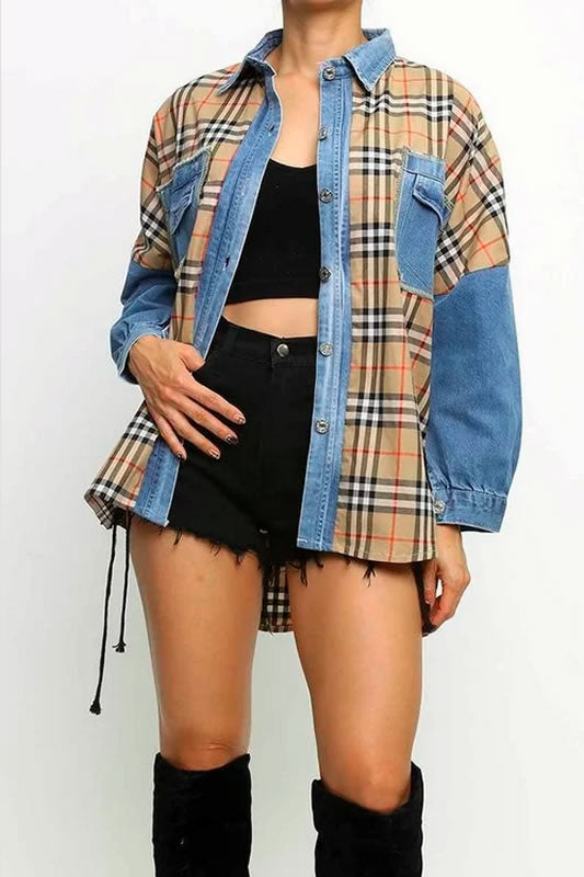 Check Plaid Denim Shirt