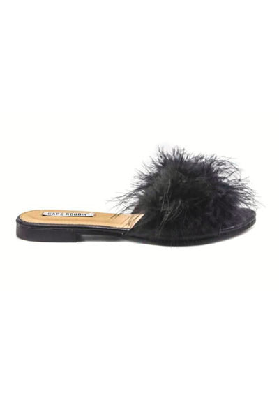 Cape Robbin - Black Fur Sandals