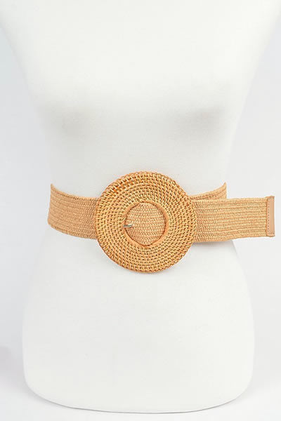 Khaki Oversized Weaved Bamboo Waist Belt