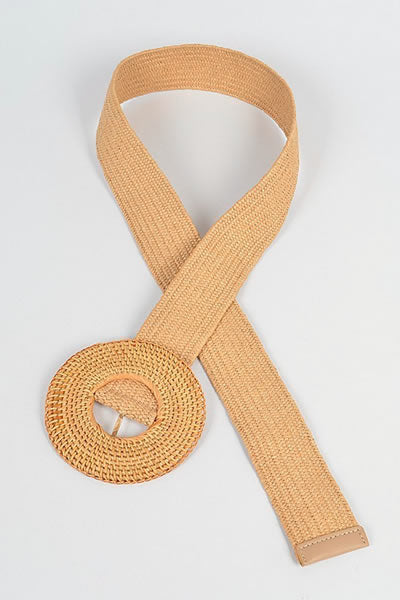 Khaki Oversized Weaved Bamboo Waist Belt