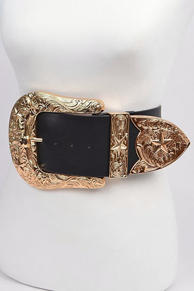 Black and Gold Bulky Buckle Belt