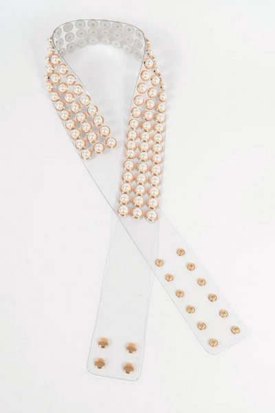 Clear and Gold Full Pearl Studded Waist Belt