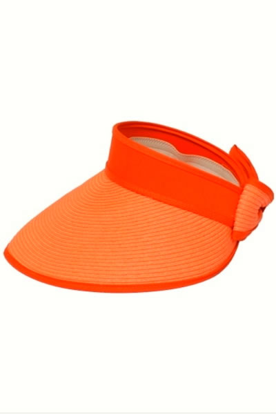 Orange Straw Roll Up Visor With Band