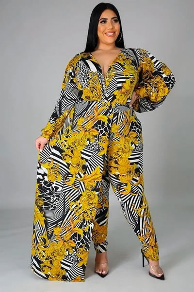 Multi Color Plus Size Stretch Two Piece Set