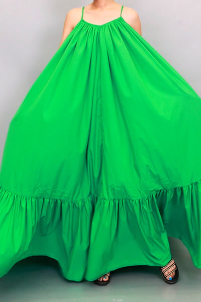 Green Spaghetti Strap Maxi Dress