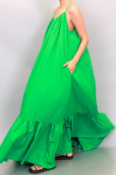 Green Spaghetti Strap Maxi Dress