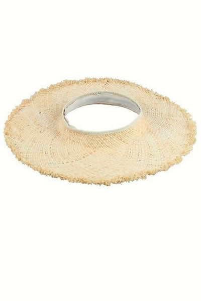 Natural Topless Crownless Fringe Brim Straw Hat