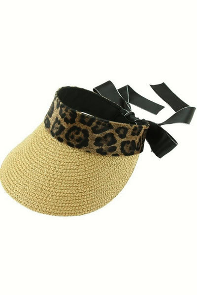 Natural Leopard Woven Satin Ribbon Visor