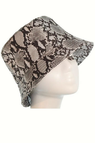 Black and Grey Snake Print  Bucket Hat