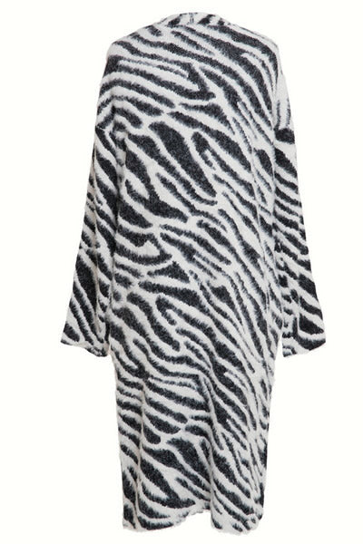 Zebra Patterned Cardigan With Pocket