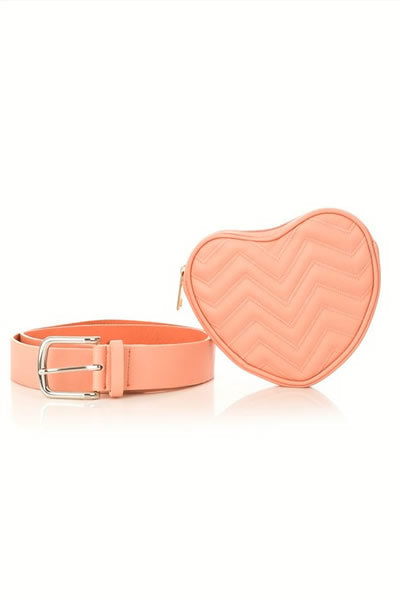 Fame - Pink Quilted Heart Belt Bag