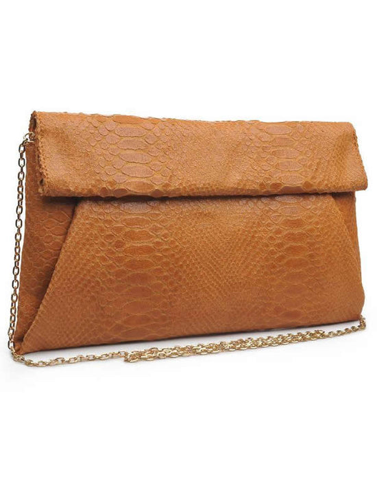 Emilia Snakeskin Vegan Leather Clutch Bag