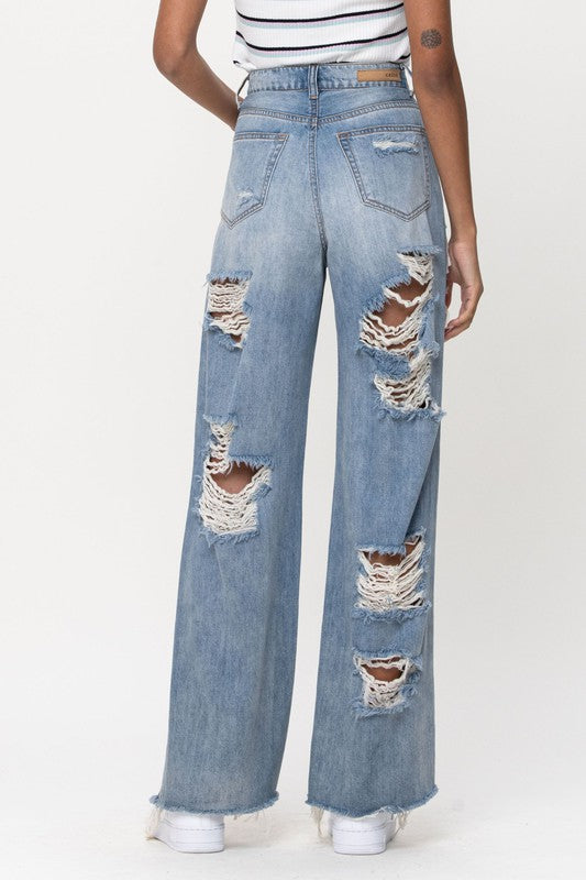 Throwback-style high-rise Wide Leg jeans