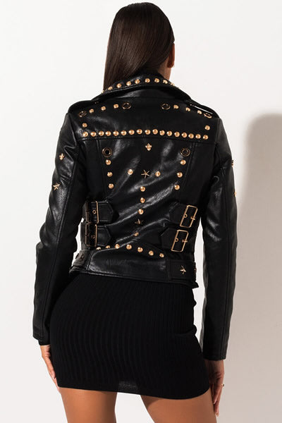 Azalea Wang - Leo Studded Pleather Moto Jacket