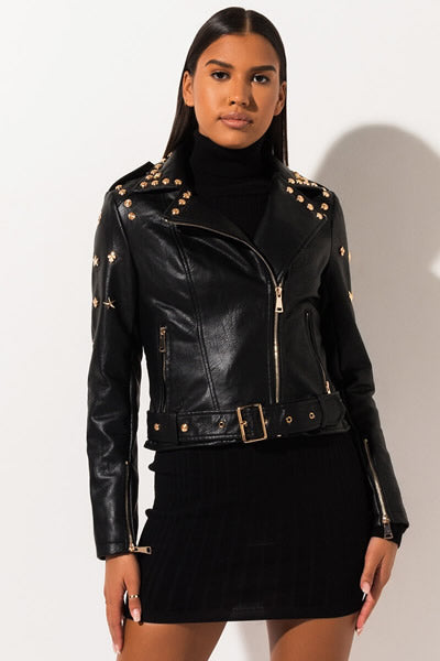 Azalea Wang - Leo Studded Pleather Moto Jacket